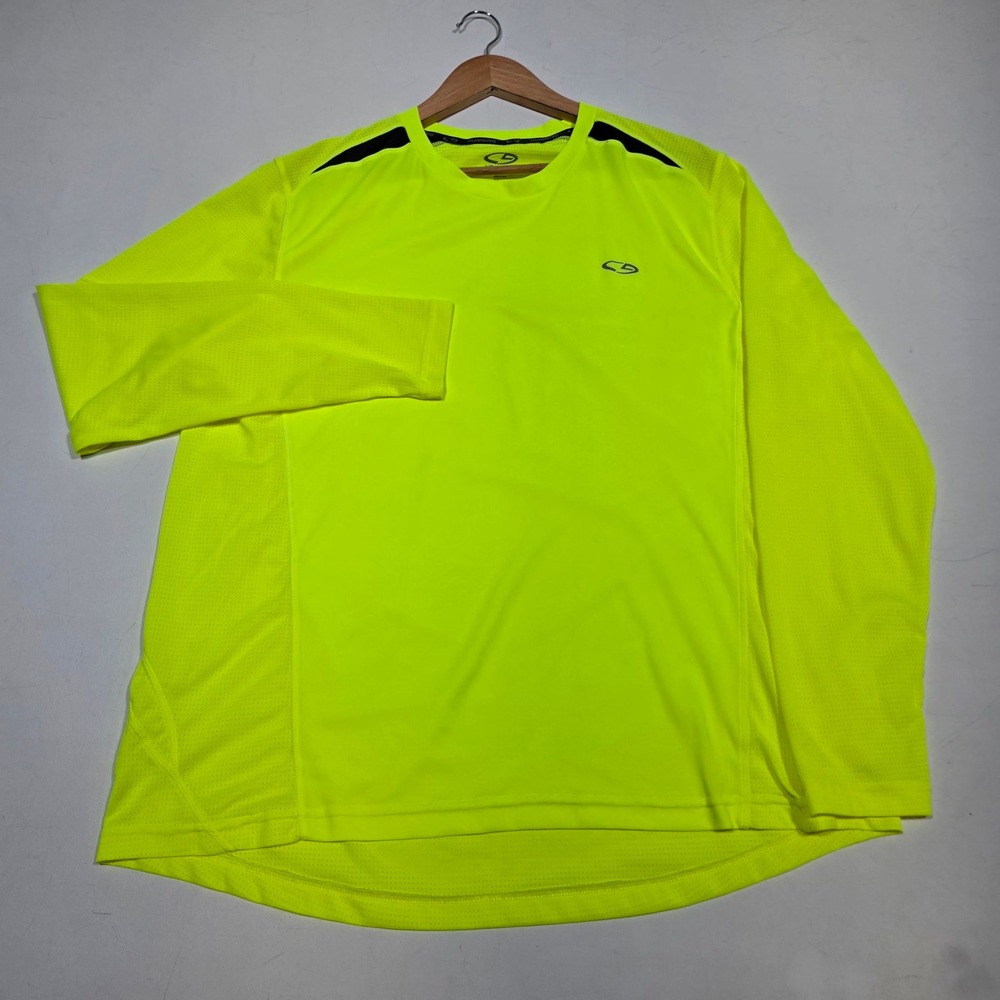 C9 by Champion Running Shirt Mens XL Neon Yellow Long Sleeve Duo Dry Athletic